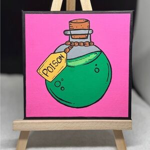 Poison Bottle Pink and Green Art Canvas